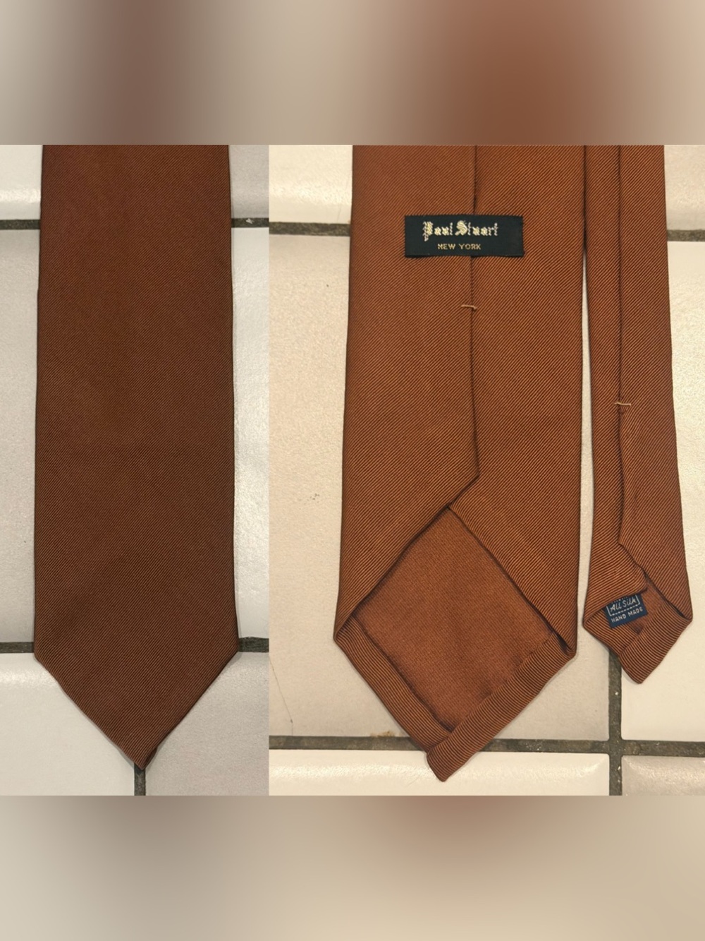 Rare vintage 1970s Paul Stuart burnt orange wide tie all silk untipped USA